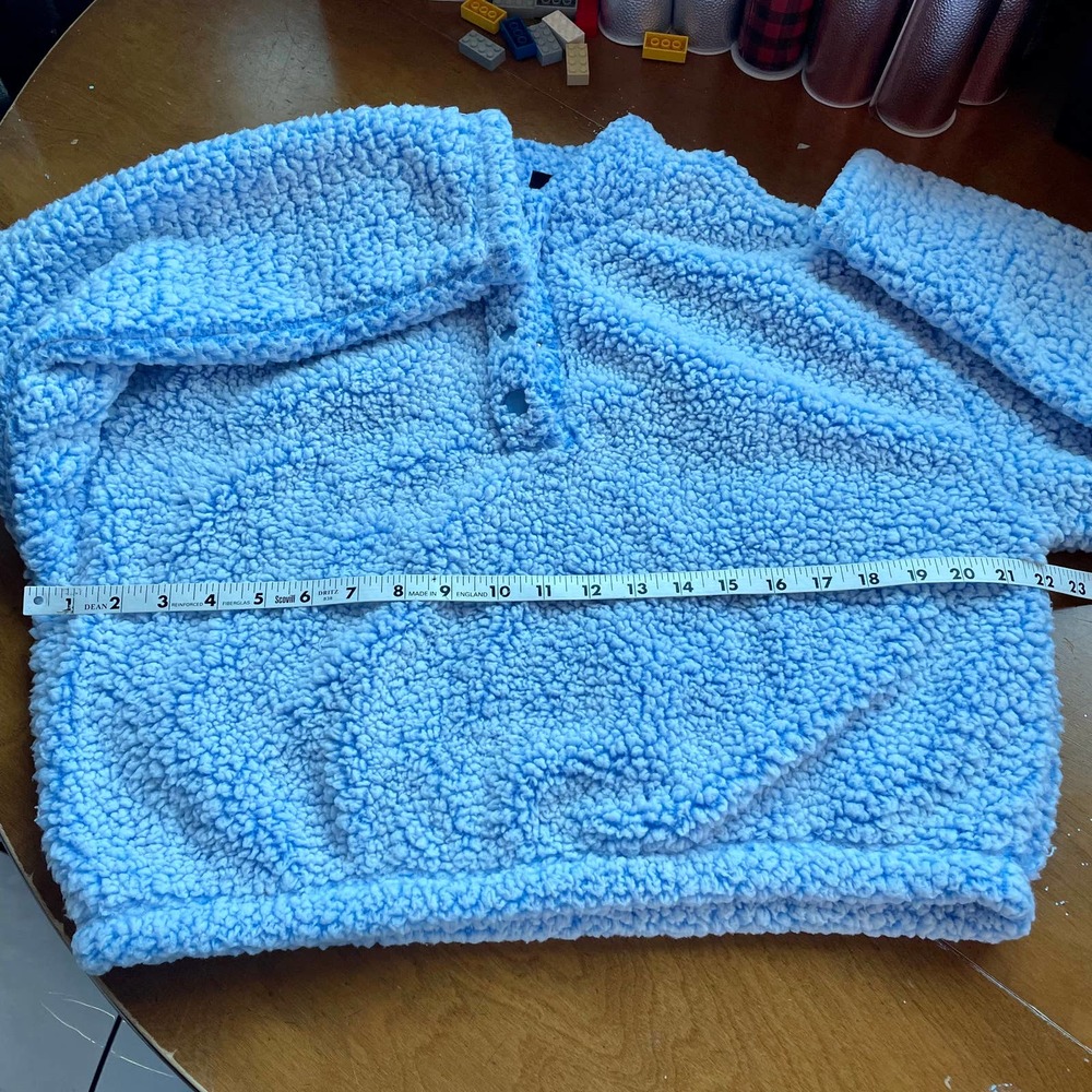 Oversized Cropped Teddy Sweater M PACSUN Pullover Long Sleeve Light Blue Soft - Picture 5 of 10